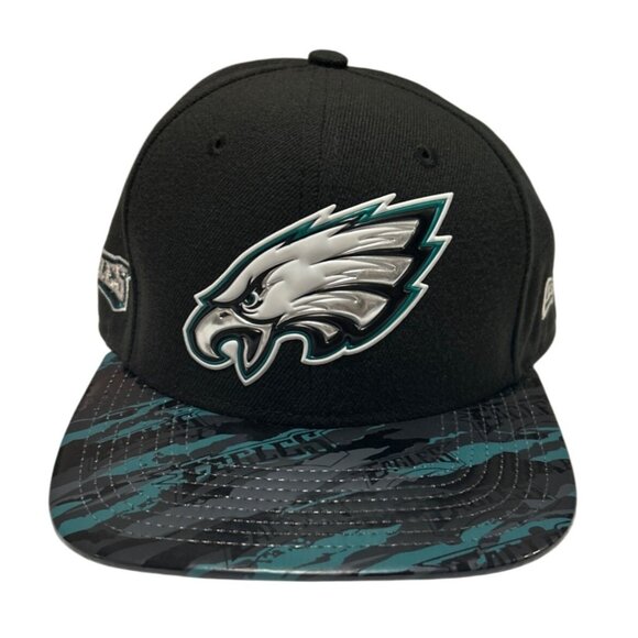 Philadelphia Eagles New Era Snapback Cap Camo Brim Black/Green Adjustable NFL - Picture 1 of 7